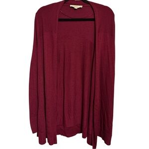 LOFT Wool/Viscose Blend Open Front Cardigan In Merlot